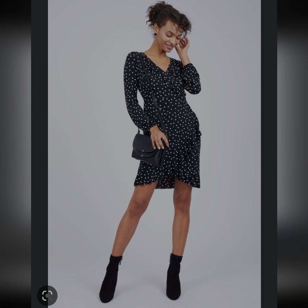 Polka dot ruffle hem dress